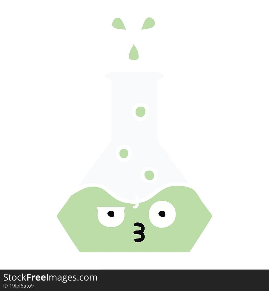 Flat Color Retro Cartoon Science Beaker