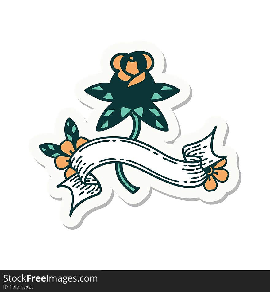 tattoo sticker with banner of a rose