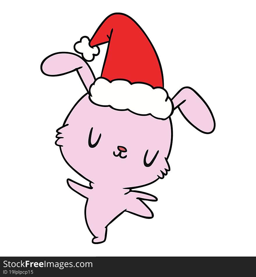 hand drawn christmas cartoon of kawaii rabbit