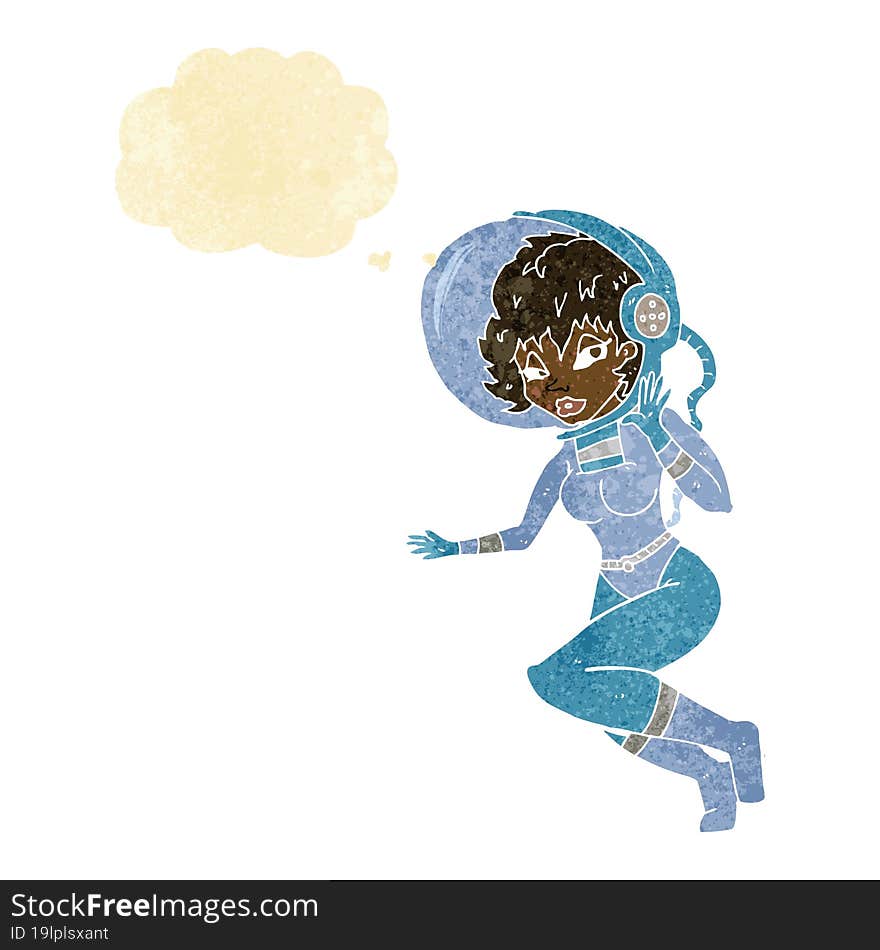 Cartoon Space Woman With Thought Bubble