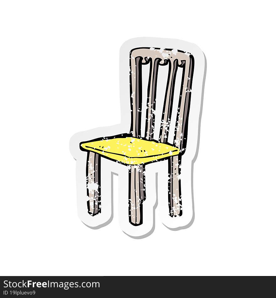 Retro Distressed Sticker Of A Cartoon Old Chair