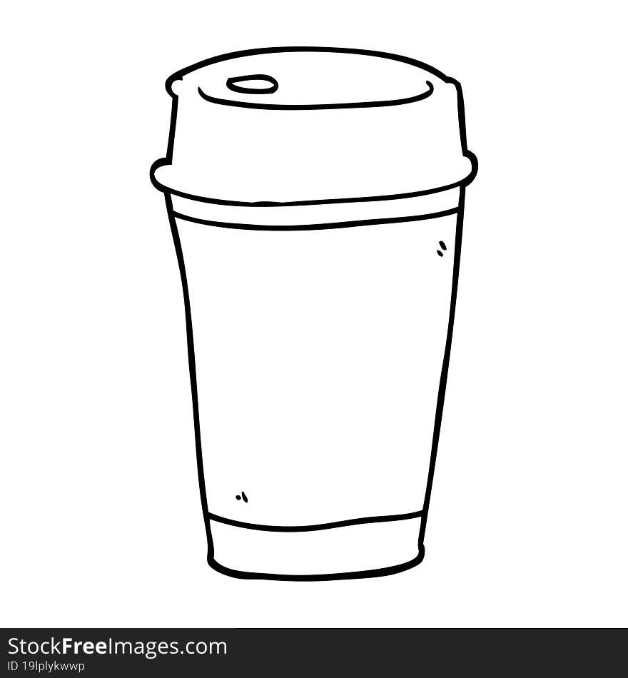 line drawing cartoon take out coffee