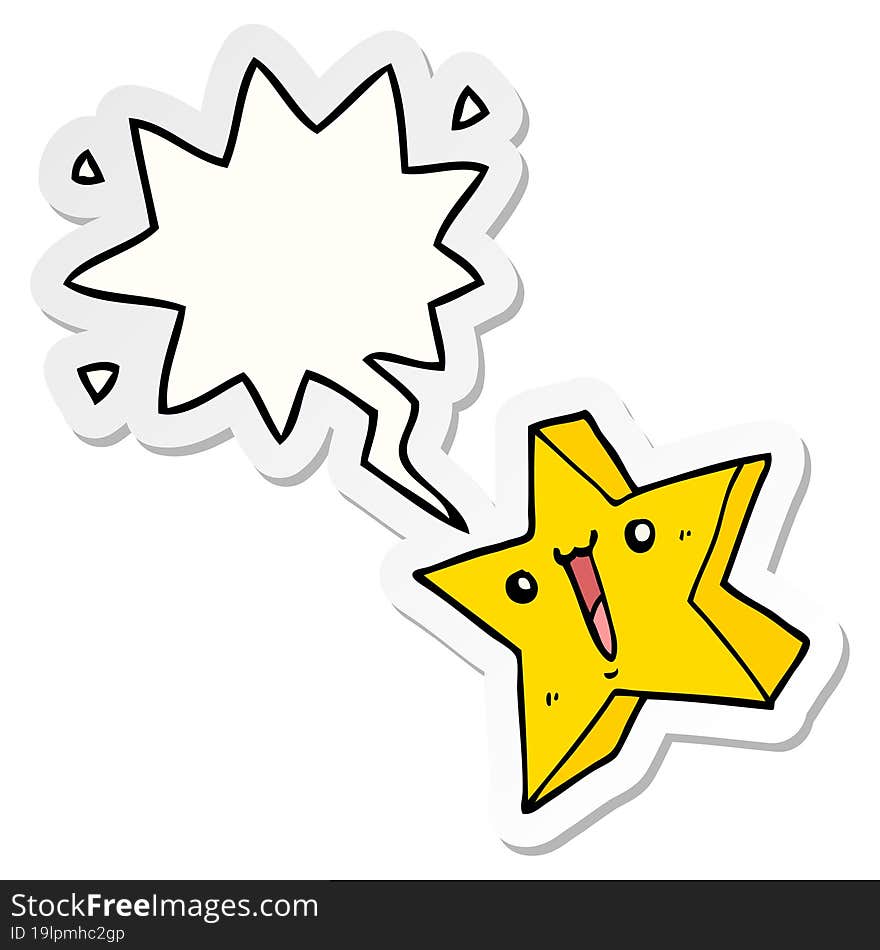 cartoon happy star and speech bubble sticker