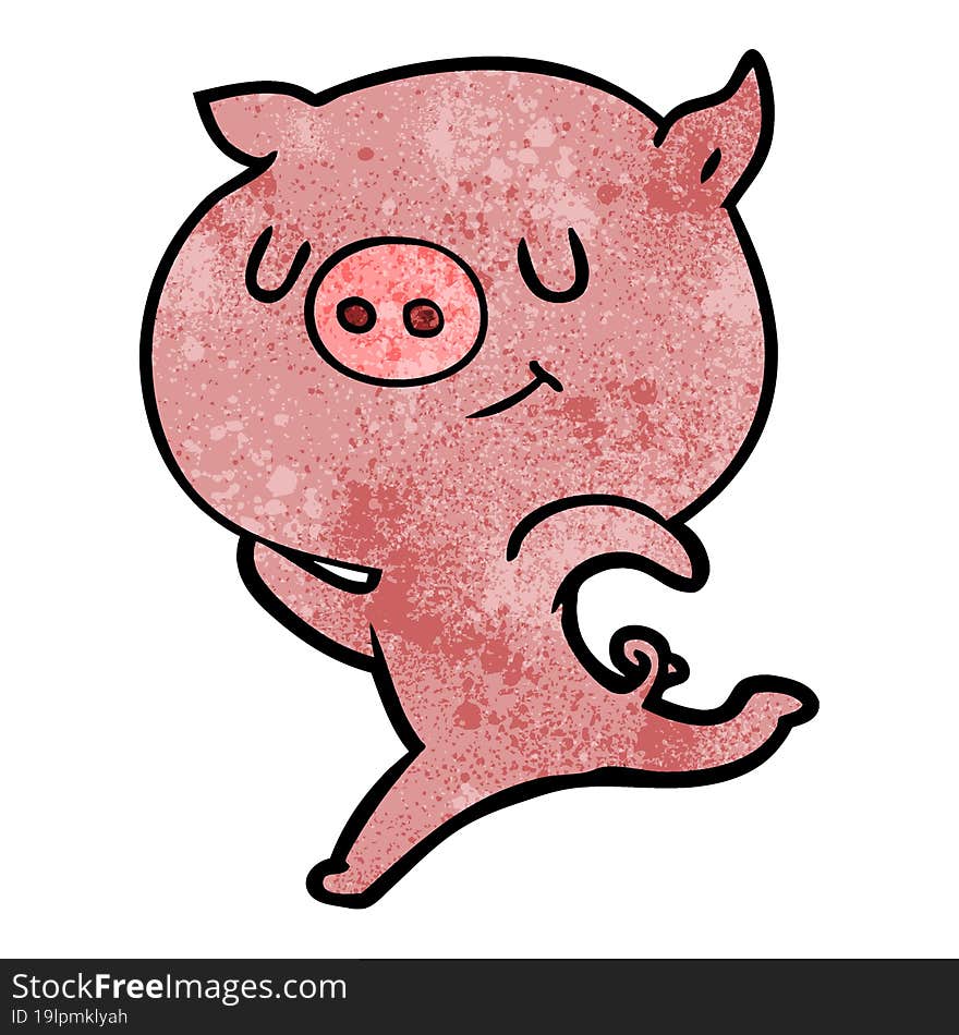 happy cartoon pig running. happy cartoon pig running