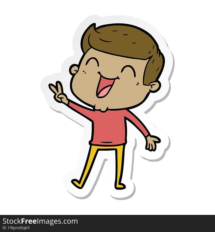 Sticker Of A Cartoon Man Laughing