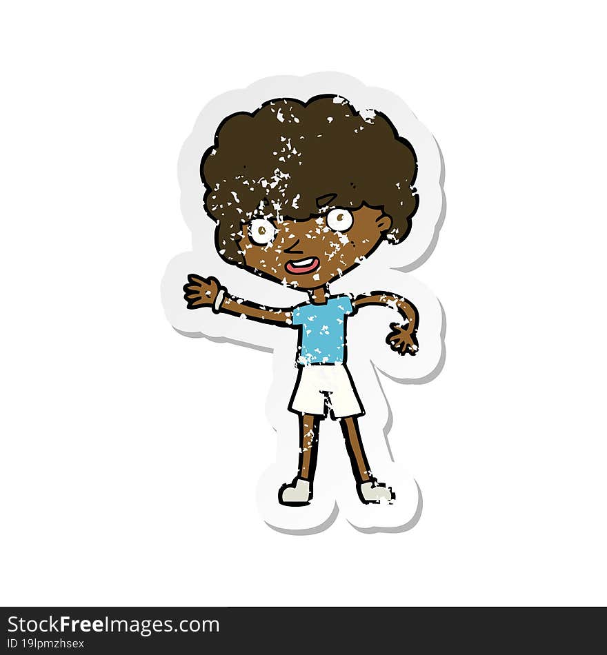 retro distressed sticker of a cartoon sporty person