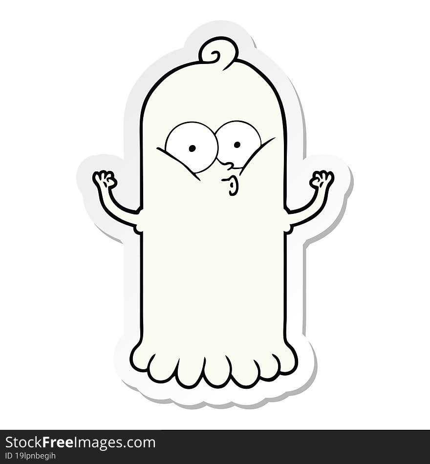 sticker of a cartoon ghost