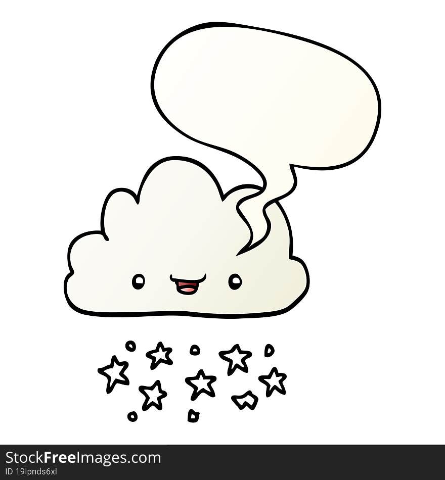 Cartoon Storm Cloud And Speech Bubble In Smooth Gradient Style