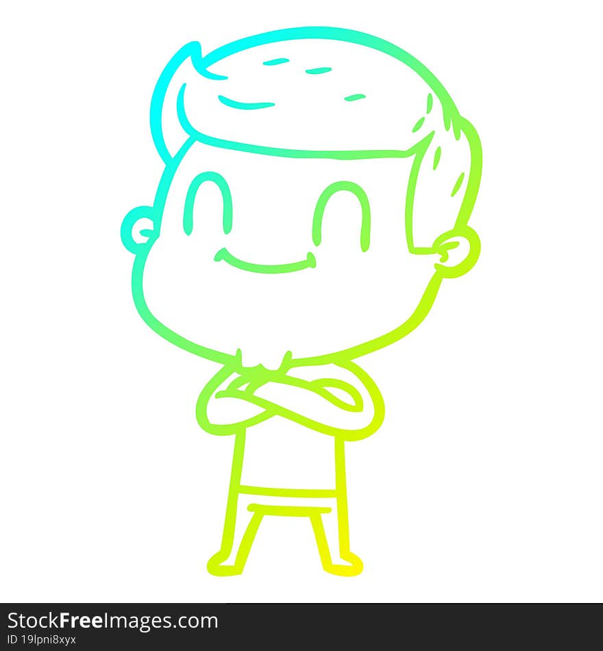 cold gradient line drawing cartoon friendly man