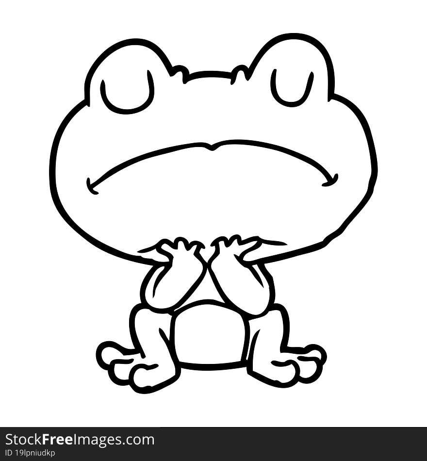 line drawing of a frog waiting patiently. line drawing of a frog waiting patiently