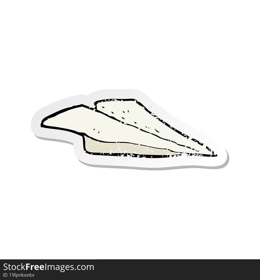 retro distressed sticker of a cartoon paper airplane