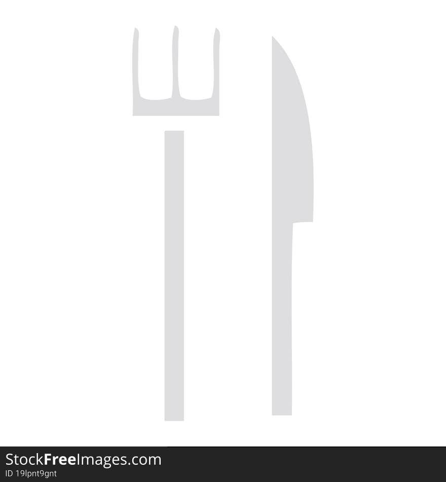 Flat Color Retro Cartoon Knife And Fork