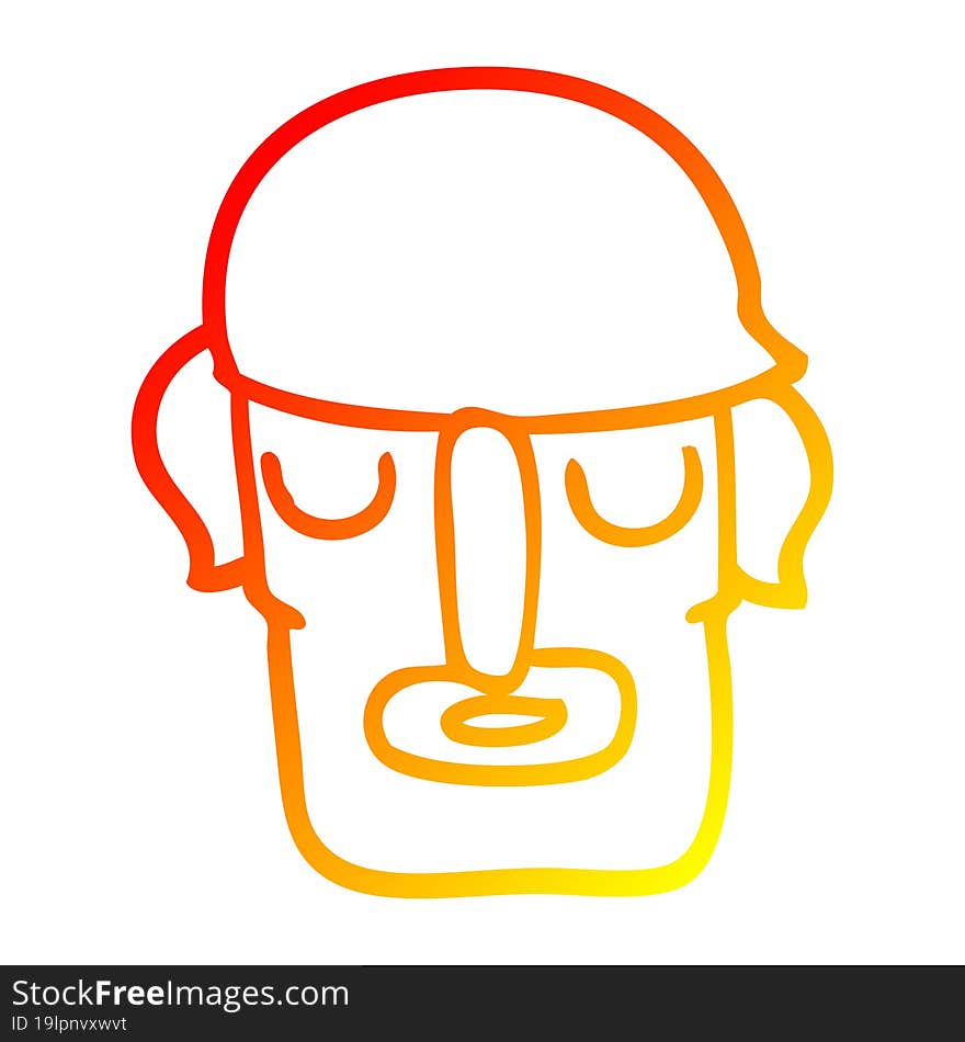 Warm Gradient Line Drawing Cartoon Male Face