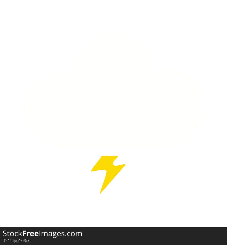 Flat Color Retro Cartoon Thunder Cloud