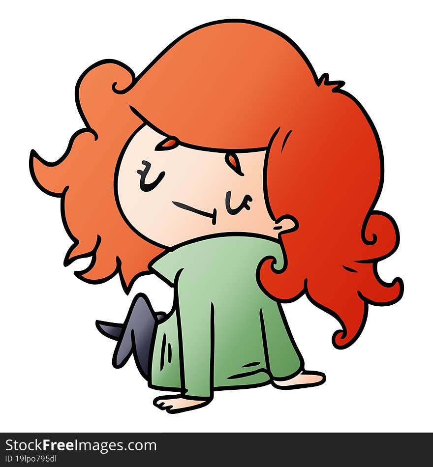 gradient cartoon illustration of a cute kawaii girl. gradient cartoon illustration of a cute kawaii girl