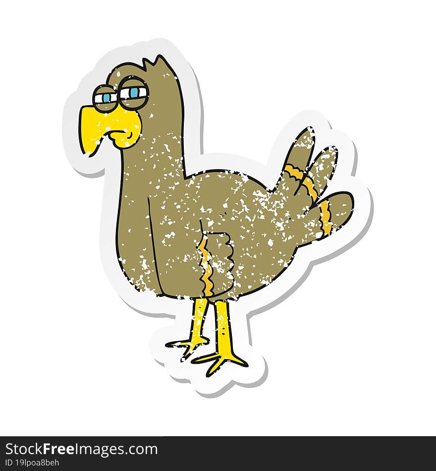 Retro Distressed Sticker Of A Cartoon Bird