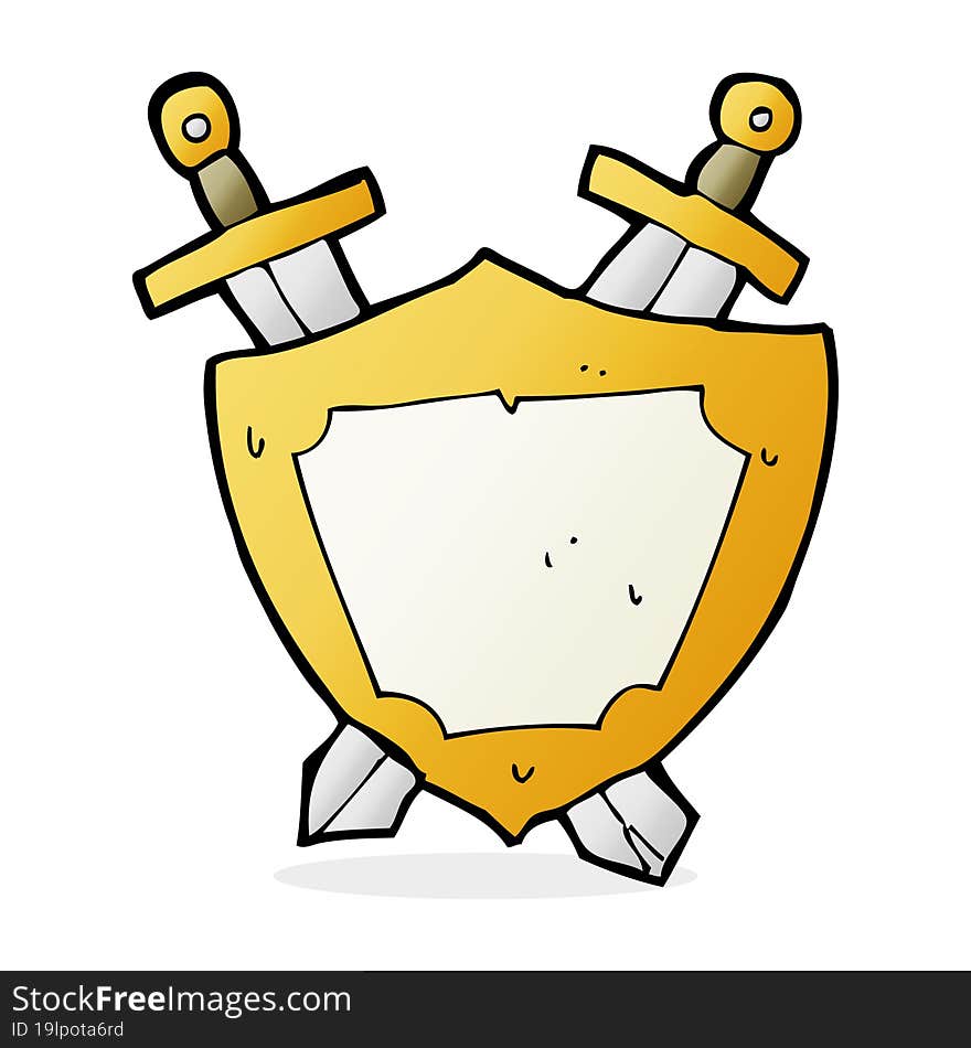 cartoon shield and swords