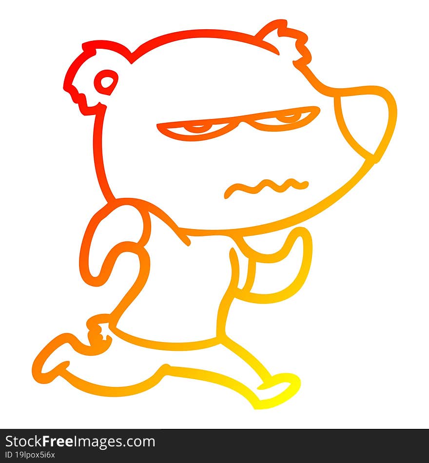 Warm Gradient Line Drawing Angry Bear Polar Cartoon