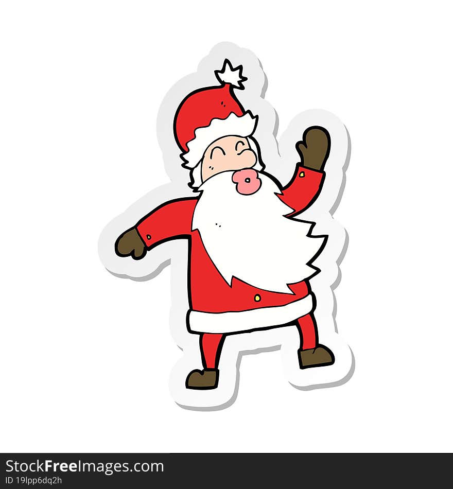 sticker of a cartoon santa