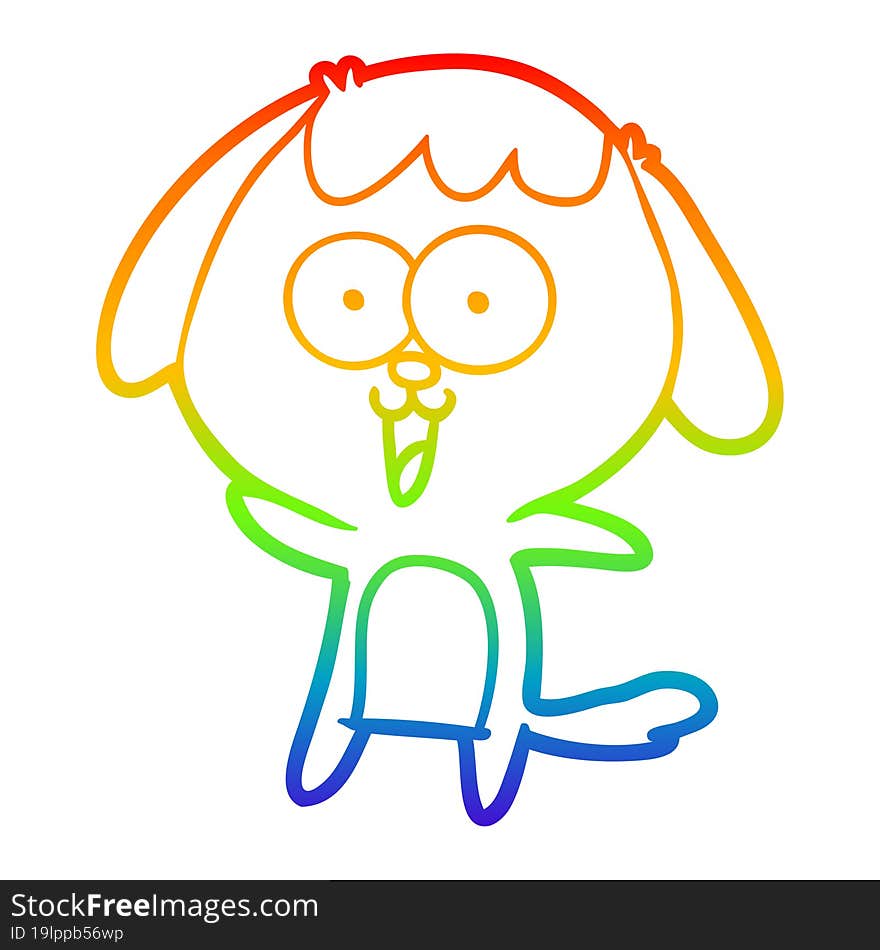 rainbow gradient line drawing of a cute cartoon dog