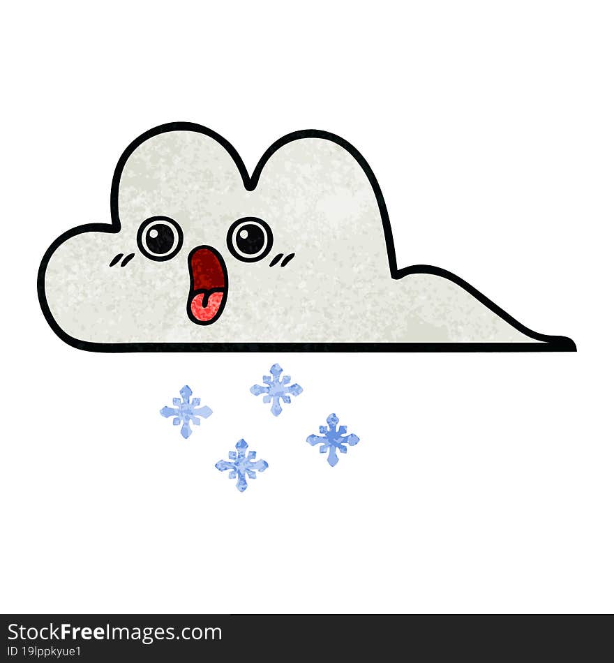 retro grunge texture cartoon of a snow cloud