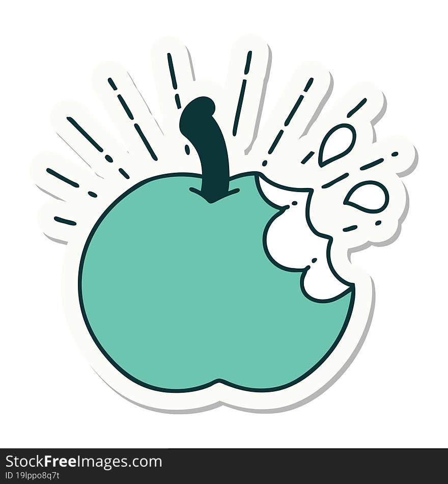 sticker of tattoo style bitten apple