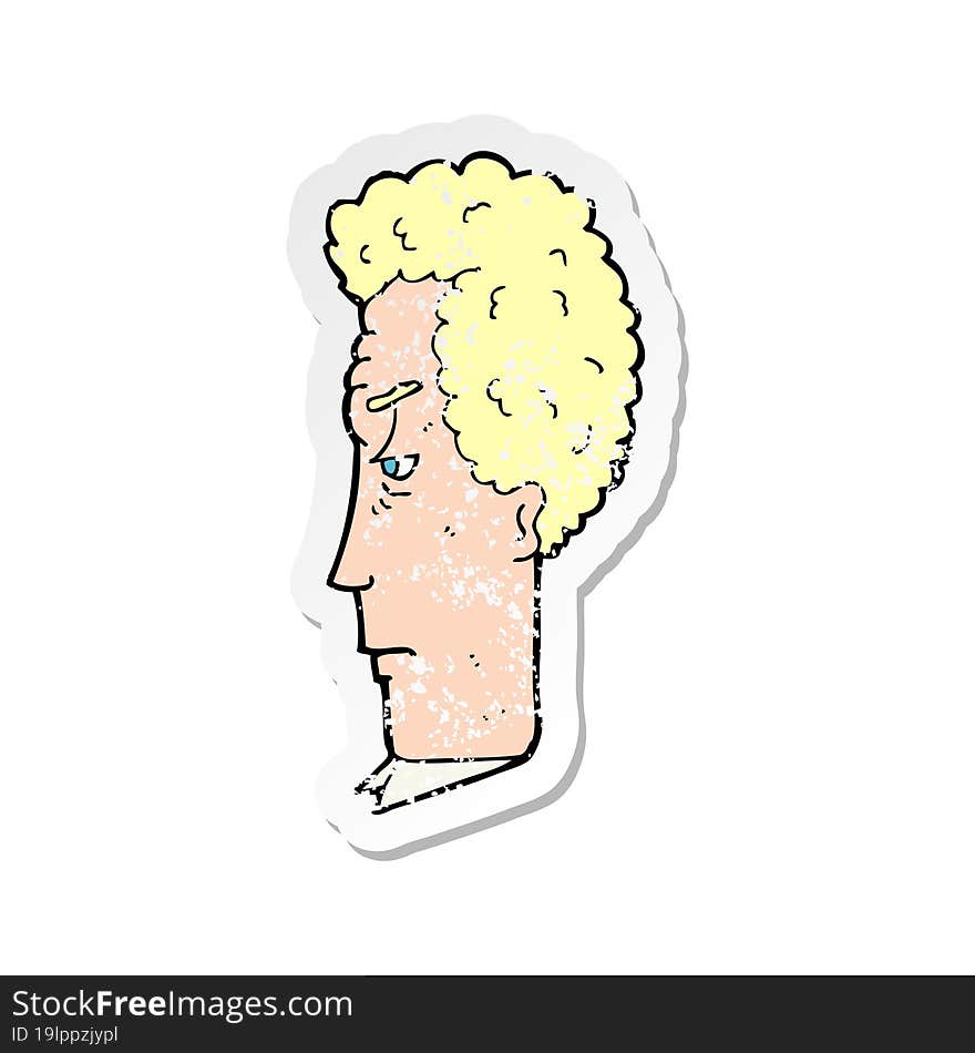 retro distressed sticker of a cartoon annoyed man