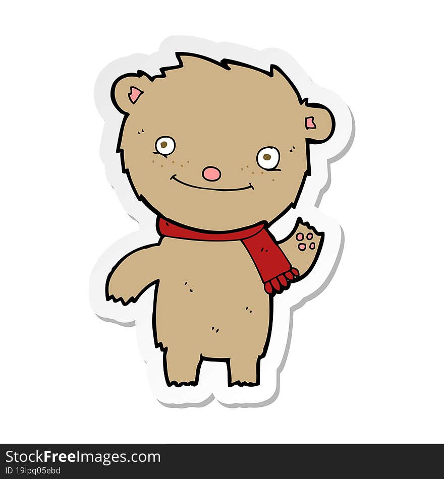 Sticker Of A Cartoon Cute Teddy Bear