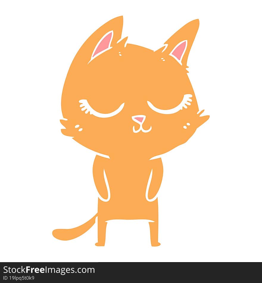 calm flat color style cartoon cat