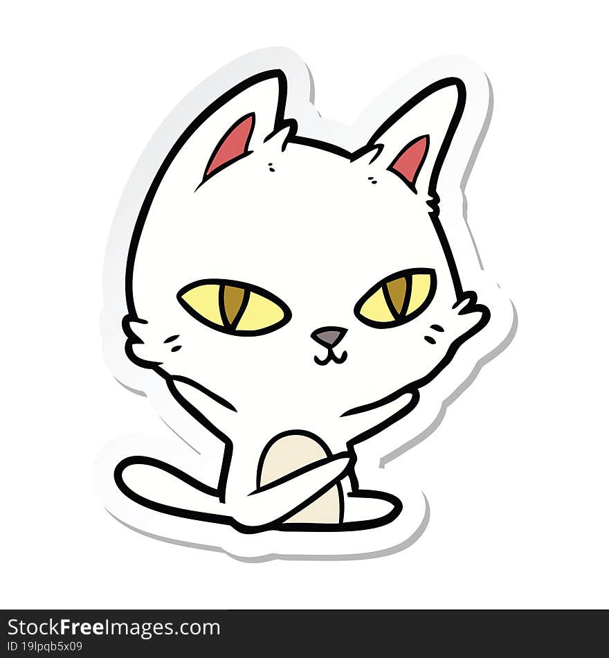 sticker of a cartoon cat staring