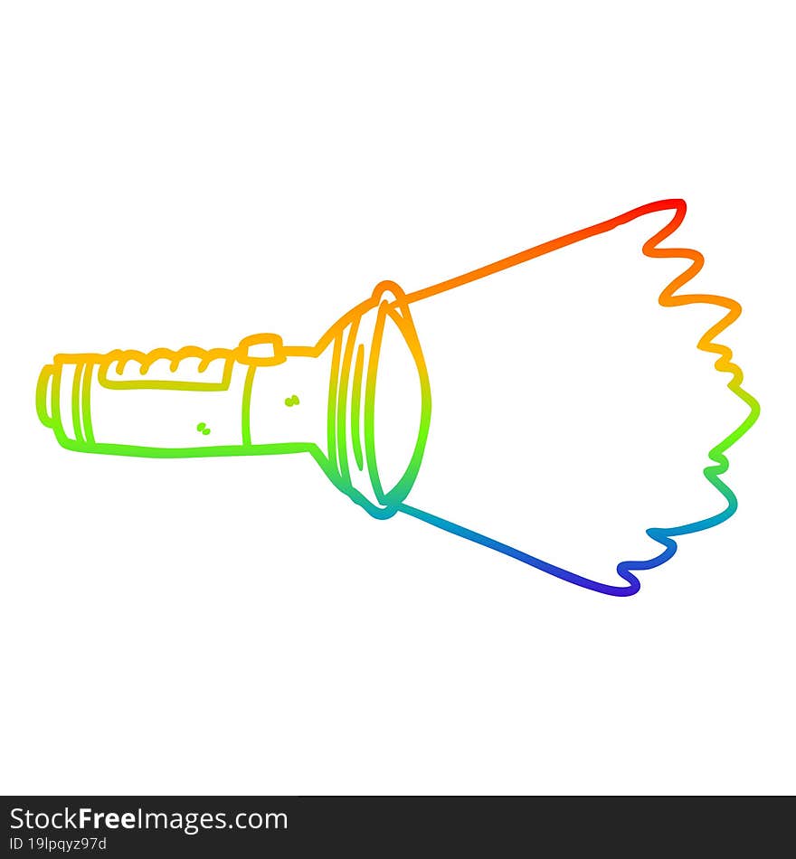 rainbow gradient line drawing of a electric torch shining