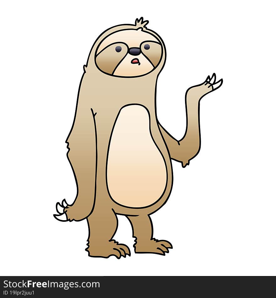 quirky gradient shaded cartoon sloth