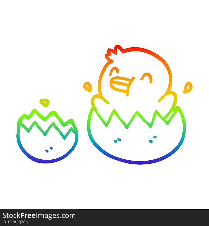 rainbow gradient line drawing cartoon baby duck