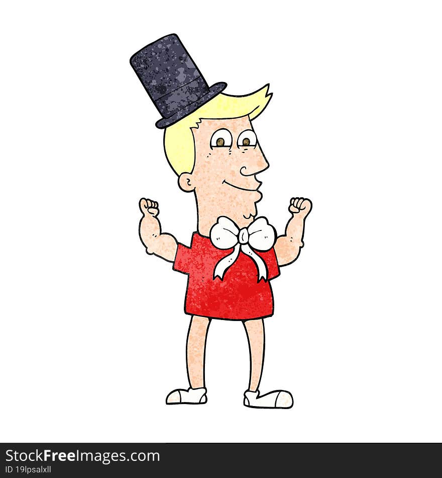 textured cartoon celebrating man