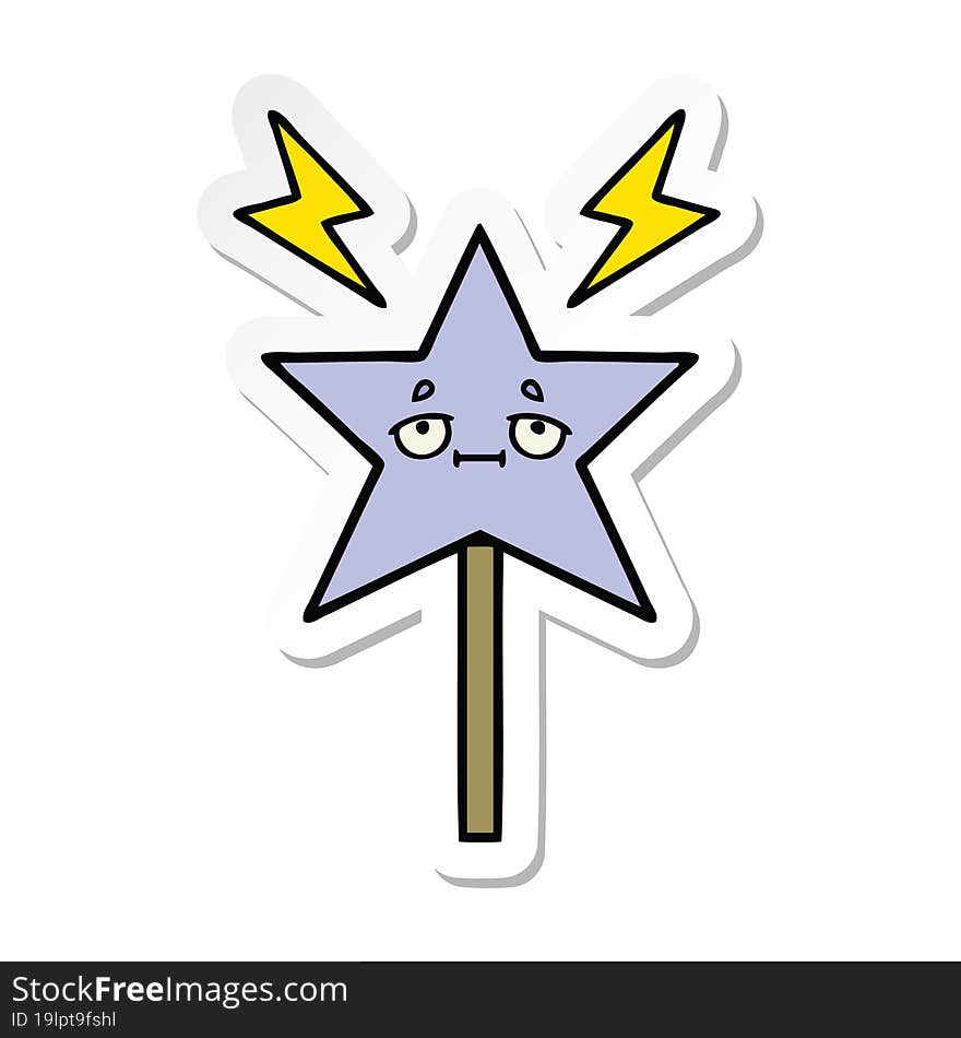 Sticker Of A Cute Cartoon Magic Wand