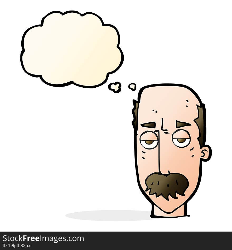 cartoon bored old man with thought bubble