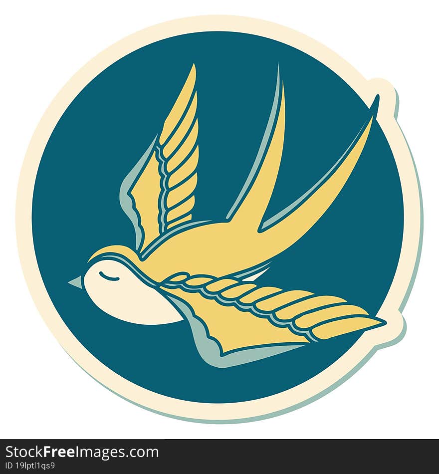 tattoo style sticker of a swallow