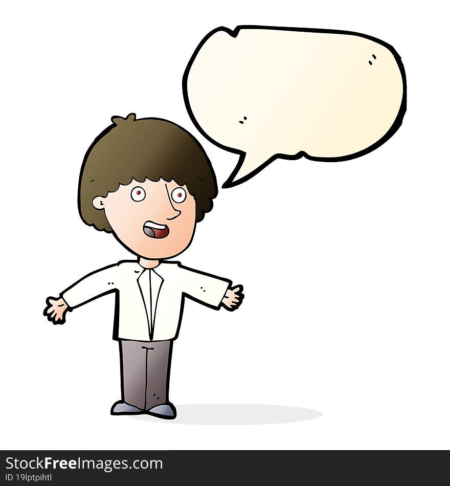 Cartoon Happy Man With Speech Bubble