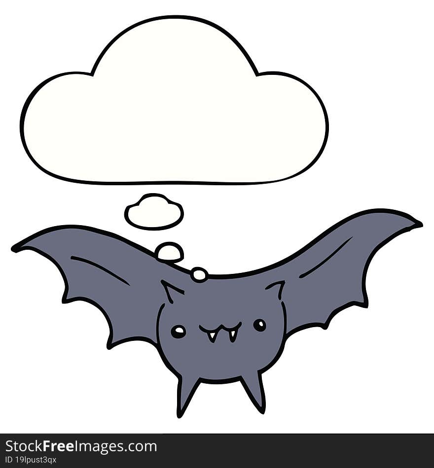 cartoon bat and thought bubble