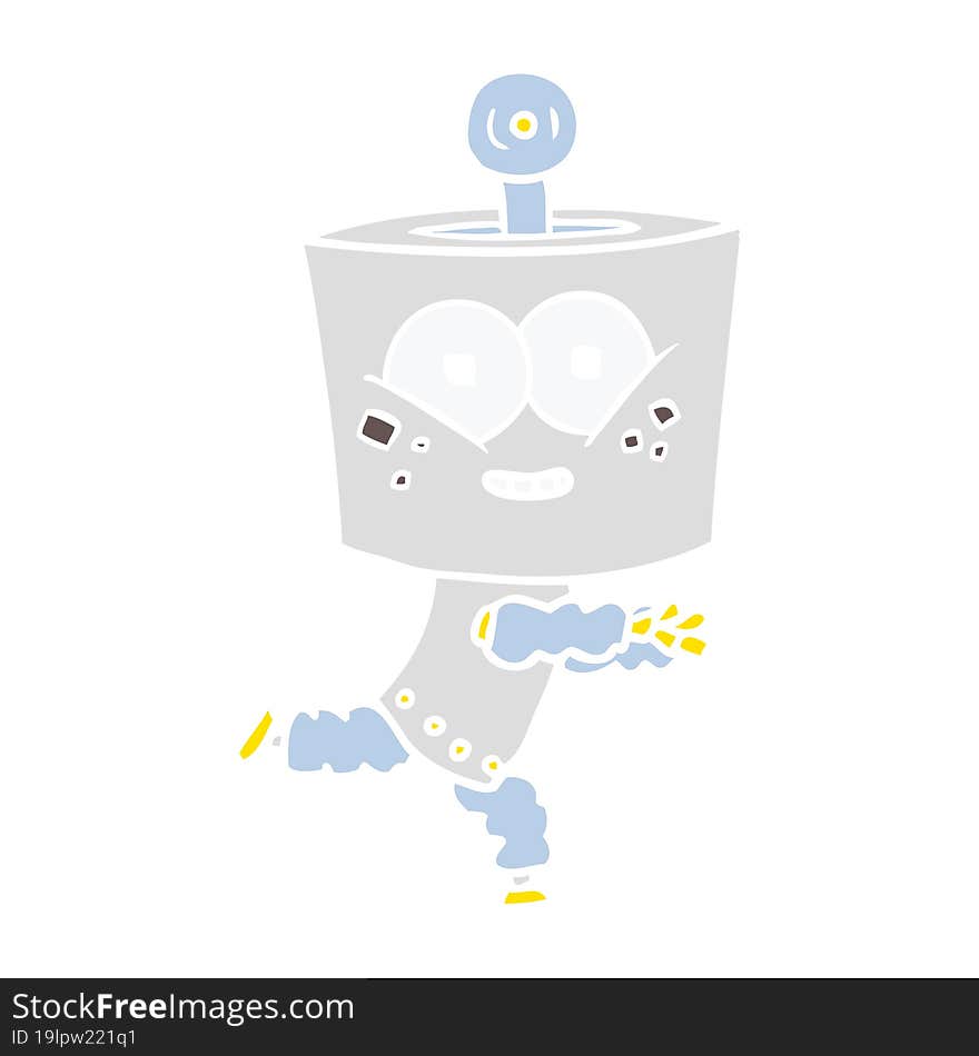 happy flat color style cartoon robot