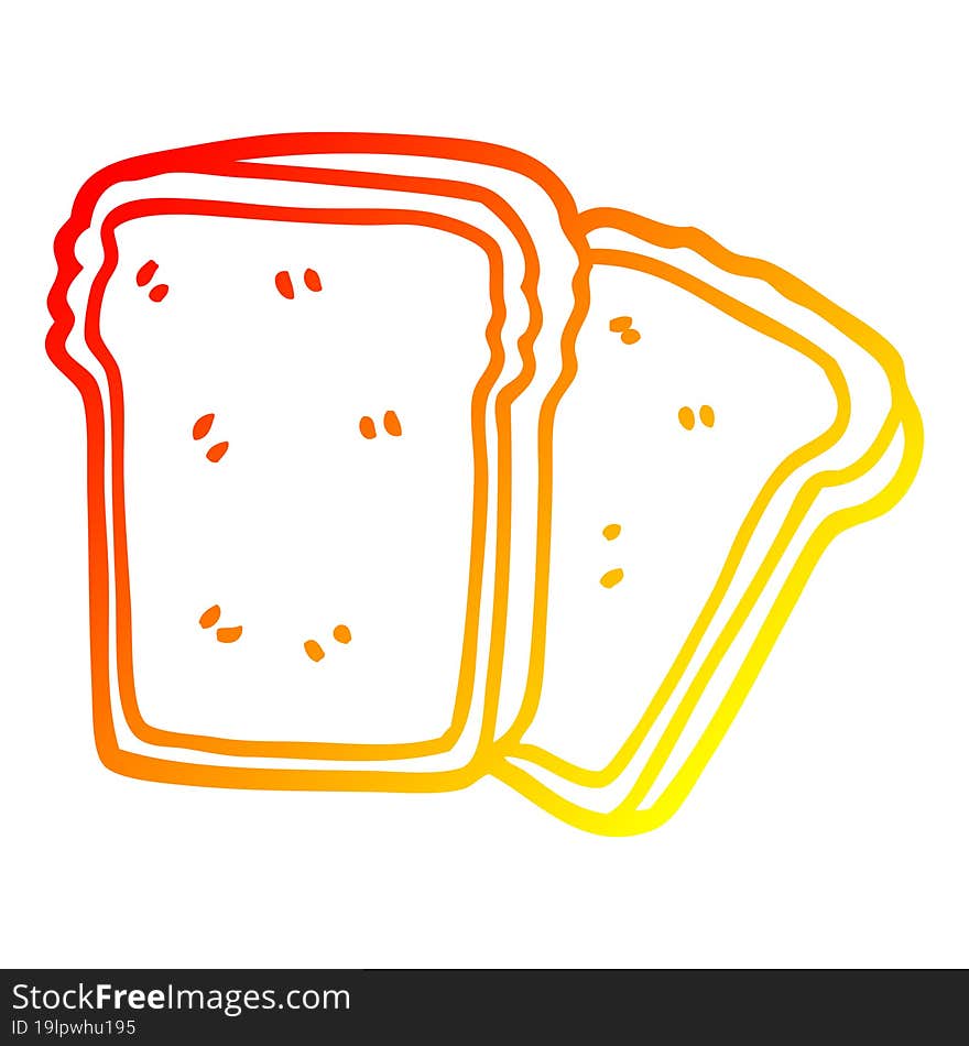 warm gradient line drawing cartoon slices of bread