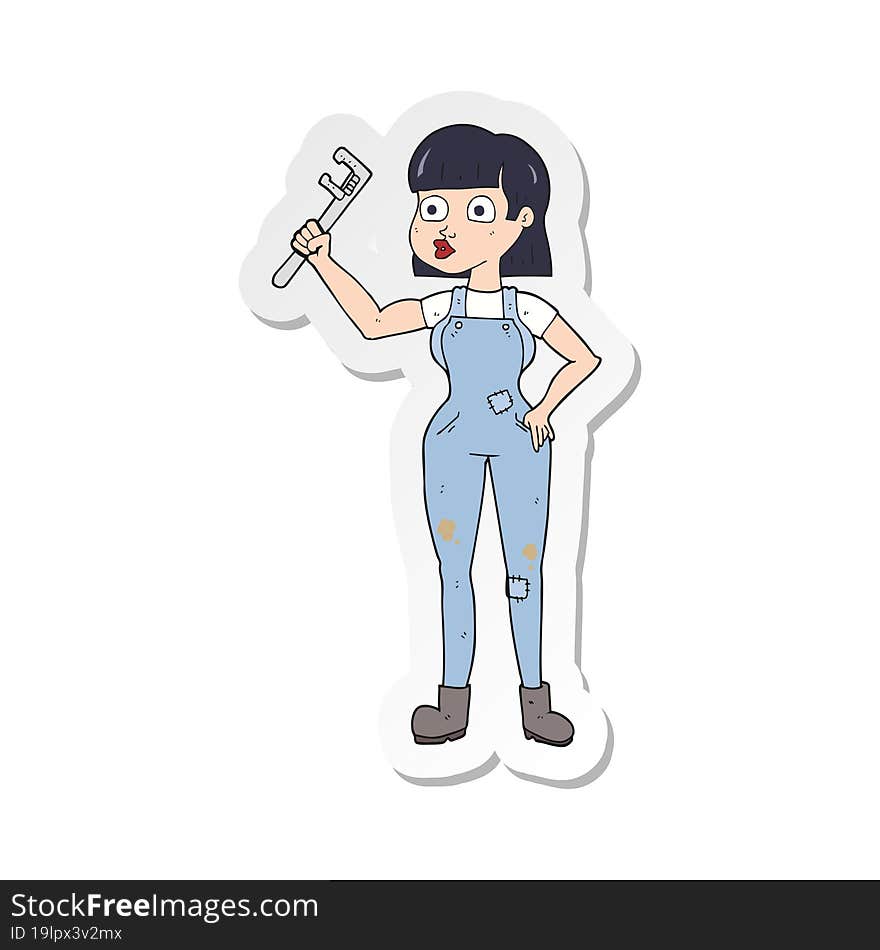 sticker of a cartoon female plumber