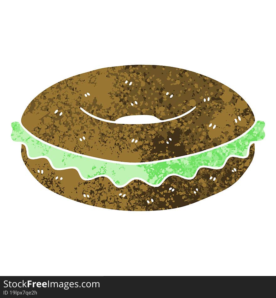 quirky retro illustration style cartoon bagel