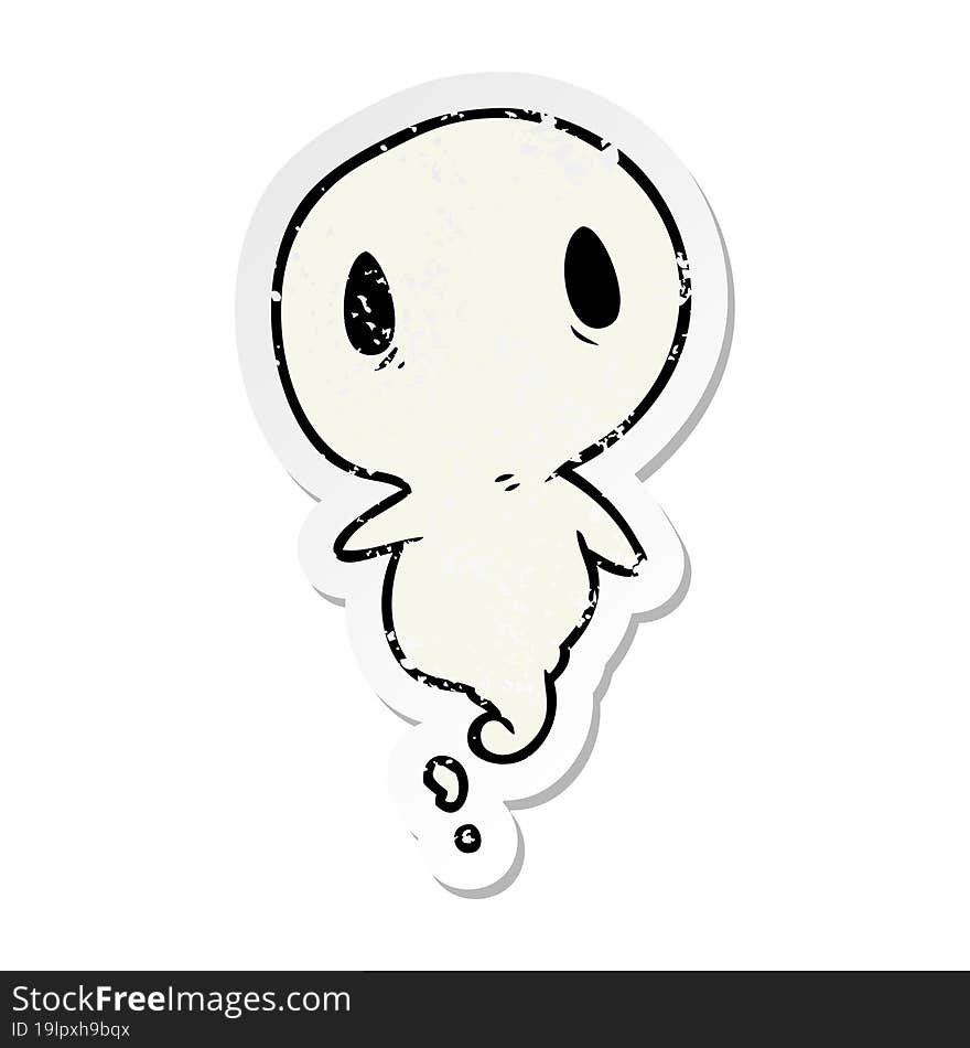 Distressed Sticker Of A Cartoon Ghost