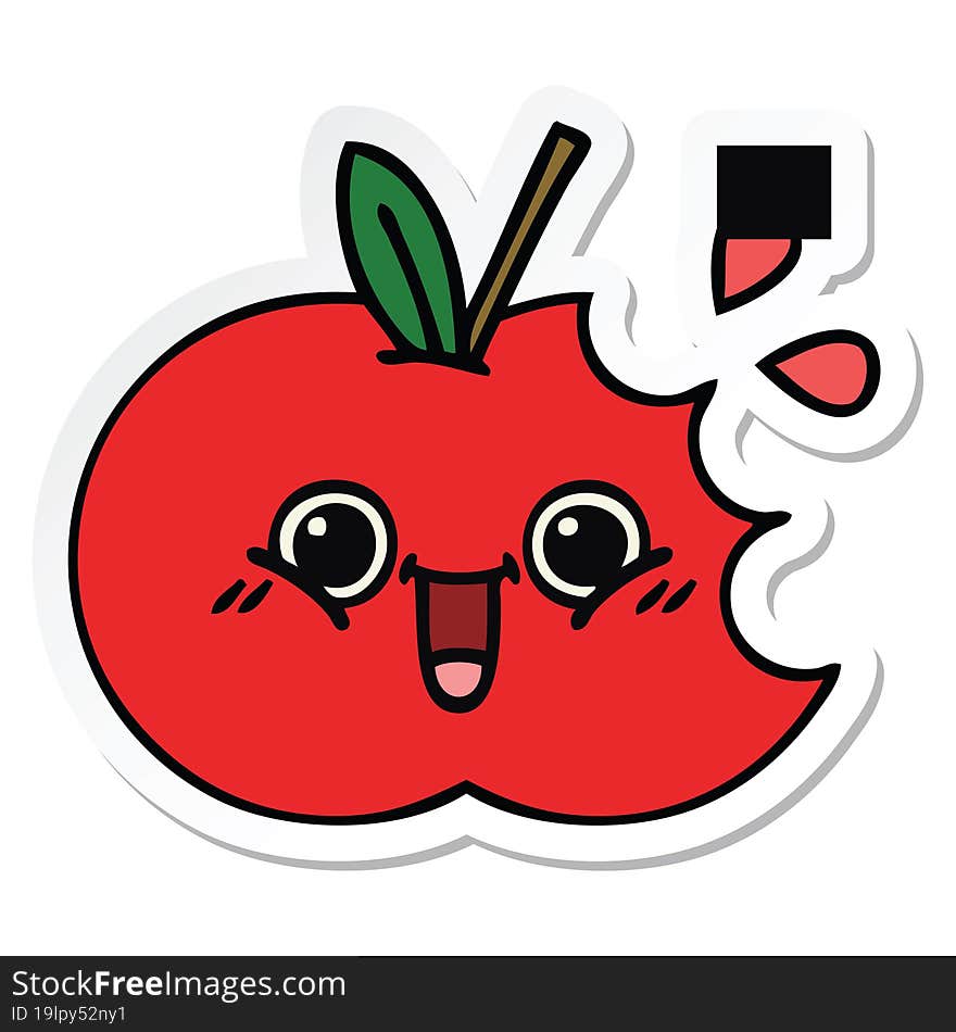 sticker of a cute cartoon red apple