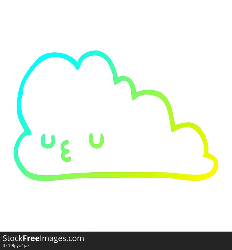 cold gradient line drawing cute cartoon cloud