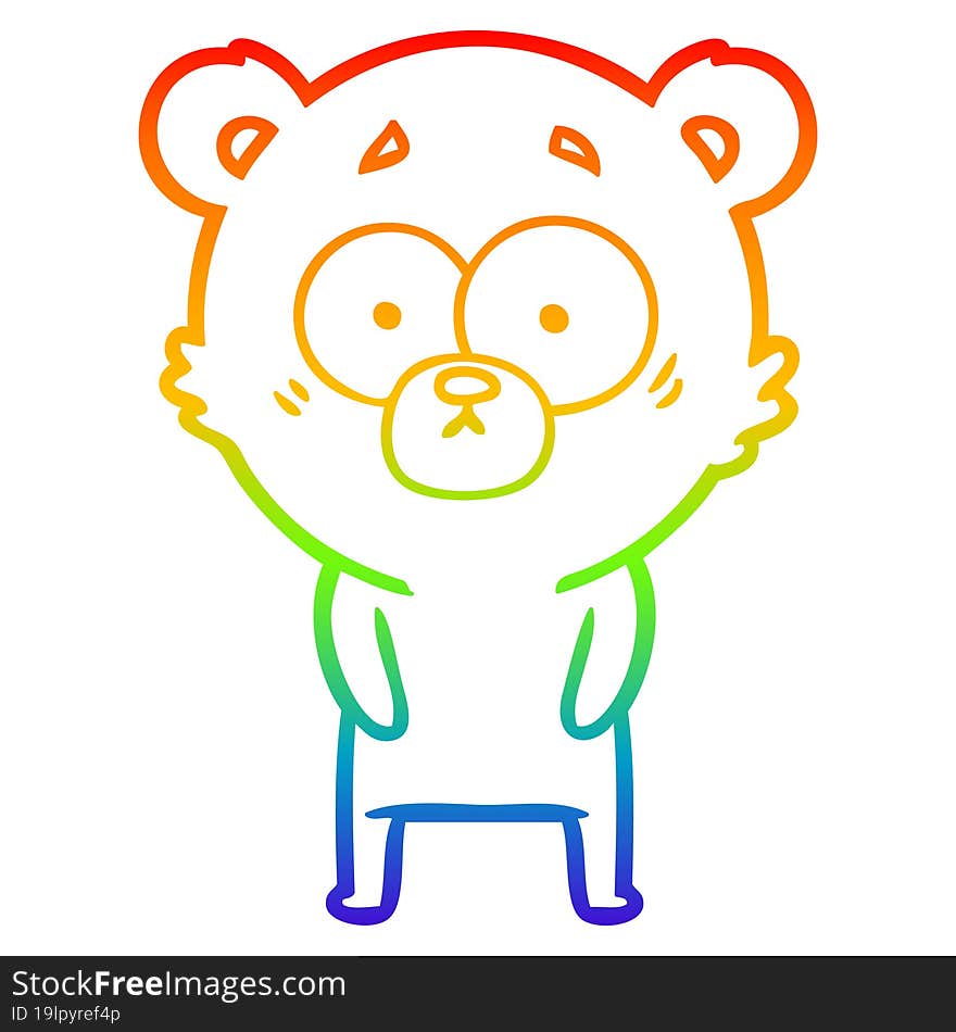 rainbow gradient line drawing surprised polar bear cartoon