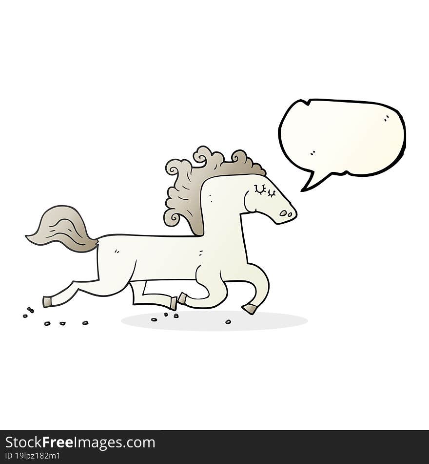 Speech Bubble Cartoon Running Horse