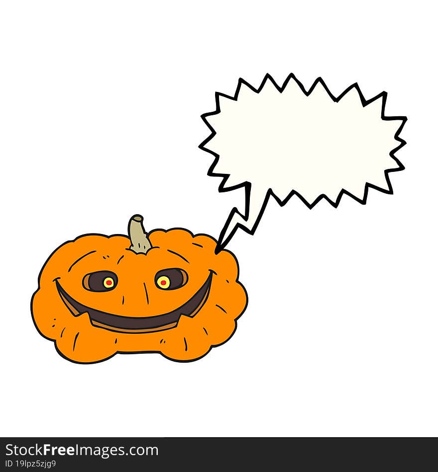 freehand drawn speech bubble cartoon pumpkin