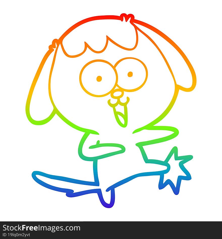 rainbow gradient line drawing of a cute cartoon dog